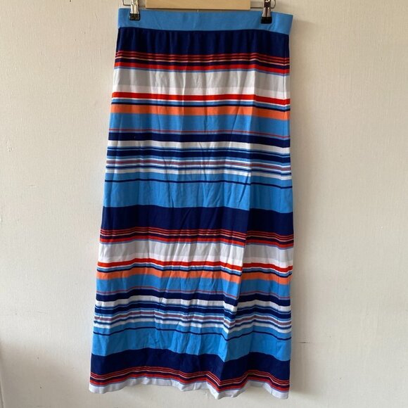 Brooks Brothers Maxi Skirt Womens Medium Blue Striped Button Front Preppy Y2K - Picture 4 of 6